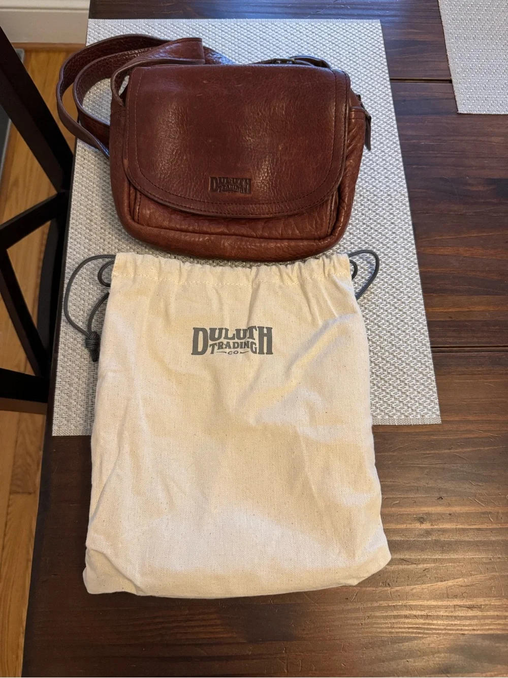 Duluth Trading Brown Leather Crossbody Bag